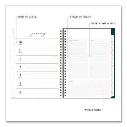 Life Note-It Dania Dark Weekly/Monthly Planner, Floral Artwork, 8.63 x 5.88, Multicolor Cover, 12-Month (Jan to Dec): 2025