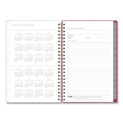Kelly Ventura Magenta Bloom Weekly/Monthly Planner, Floral Artwork, 8 x 5, Multicolor Cover, 12-Month (Jan to Dec): 2025