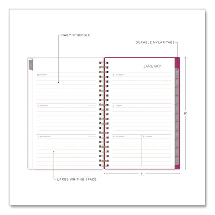 Kelly Ventura Magenta Bloom Weekly/Monthly Planner, Floral Artwork, 8 x 5, Multicolor Cover, 12-Month (Jan to Dec): 2025