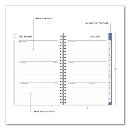 Cocorrina Weekly/Monthly Planner, Pastel Paisley Artwork, 8 x 5, Blue/Pink/White Cover, 12-Month (Jan to Dec): 2025