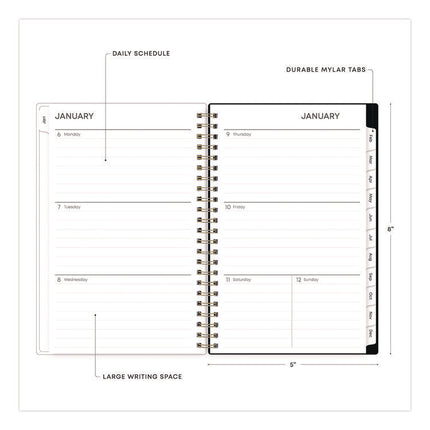 Nevaeh Weekly/Monthly Planner, Wildflowers Artwork, 8 x 5, Multicolor/Black Cover, 12-Month (Jan to Dec): 2025