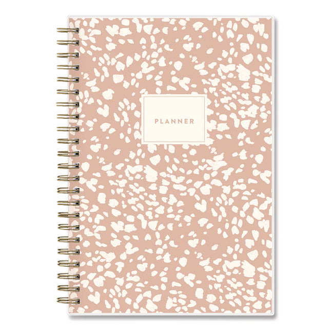 Natalya Weekly/Monthly Planner, Abstract Artwork, 8 x 5, Peach-Pink/White Cover, 12-Month (Jan to Dec): 2025