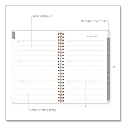 Kelly Ventura Mimosa Weekly/Monthly Planner, Luscious Lemons Artwork, 8 x 5, Yellow/White Cover, 12-Month (Jan to Dec): 2025