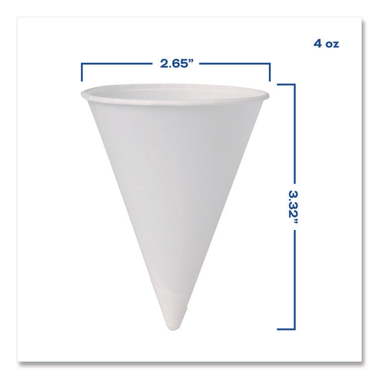 Cone Water Cups, 4 oz, Paper, White, 200/Bag, 25 Bags/Carton