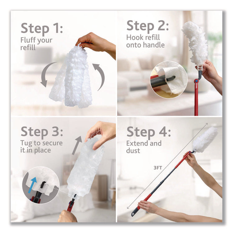 Flex and Catch Heavy-Duty Dusting Kit, 1 Duster Wand and 3 Refills, 6/Carton