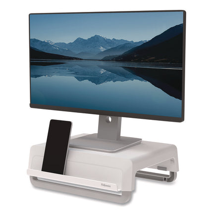Breyta Monitor Stand, 13.94" x 11.97" x 3.23" to 5.9", White, Supports 33 lb