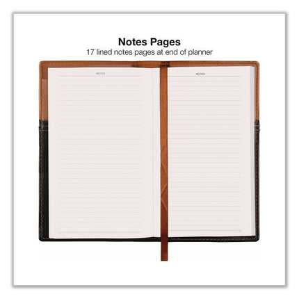 Deluxe Weekly/Monthly Pocket Planner, 6 x 3.5, Black/Brown Two-Tone Cover, 14-Month: Nov 2024 to Dec 2025