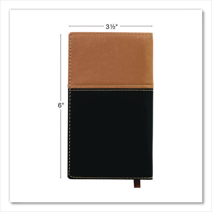 Deluxe Weekly/Monthly Pocket Planner, 6 x 3.5, Black/Brown Two-Tone Cover, 14-Month: Nov 2024 to Dec 2025