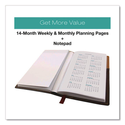 Deluxe Weekly/Monthly Pocket Planner, 6 x 3.5, Black/Brown Two-Tone Cover, 14-Month: Nov 2024 to Dec 2025