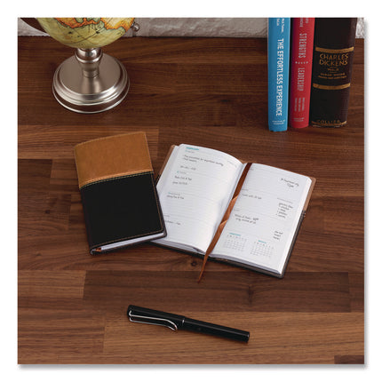 Deluxe Weekly/Monthly Pocket Planner, 6 x 3.5, Black/Brown Two-Tone Cover, 14-Month: Nov 2024 to Dec 2025