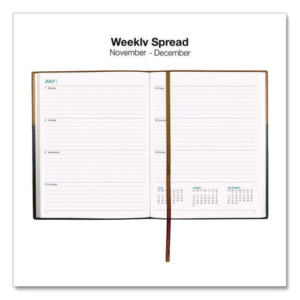 Deluxe Weekly/Monthly Planner, 10 x 8, Black/Brown Cover, 14-Month: Nov 2024 to Dec 2025