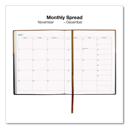 Deluxe Weekly/Monthly Planner, 10 x 8, Black/Brown Cover, 14-Month: Nov 2024 to Dec 2025