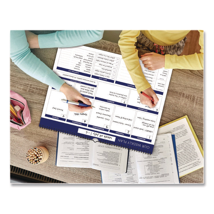 Weekly Family Planner, 17 x 13, White/Blue Sheets, 52 Weeks: Undated