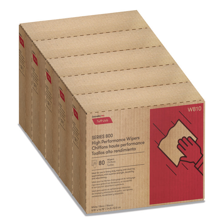 Tuff-Job Spunlace Towels, 1-Ply, 9.75 x 16.75, White, 80 Sheets/Box, 5 Boxes/Carton