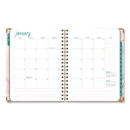 Marble Weekly/Monthly Planner, 11 x 8.5, Pink Marble/Gold Cover, 14-Month: Nov 2024 to Dec 2025