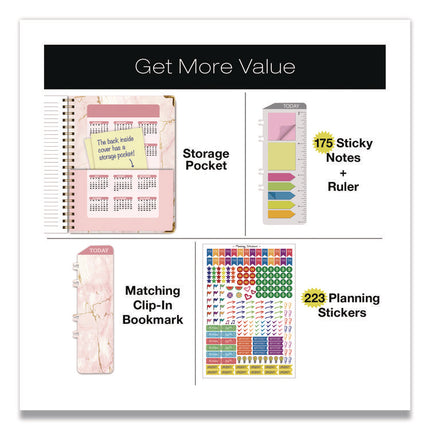 Marble Weekly/Monthly Planner, 11 x 8.5, Pink Marble/Gold Cover, 14-Month: Nov 2024 to Dec 2025