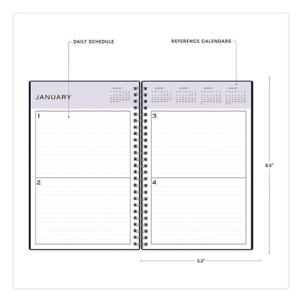 Perpetual Daily Planner, 8.5 x 5.5, Blue Cover, 52 Weeks: Undated
