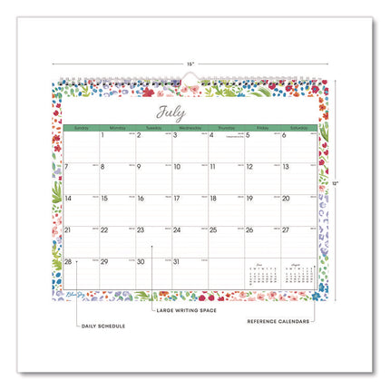 Ditsy Dapple Light Academic Wall Calendar, Floral Artwork, 15 x 12, White/Multicolor Sheets, 12-Month (July-June): 2024-2025