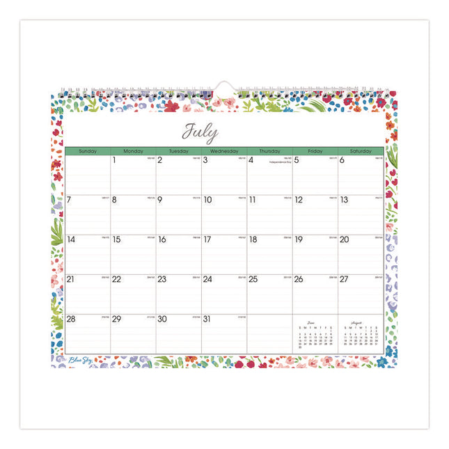 Ditsy Dapple Light Academic Wall Calendar, Floral Artwork, 15 x 12, White/Multicolor Sheets, 12-Month (July-June): 2024-2025