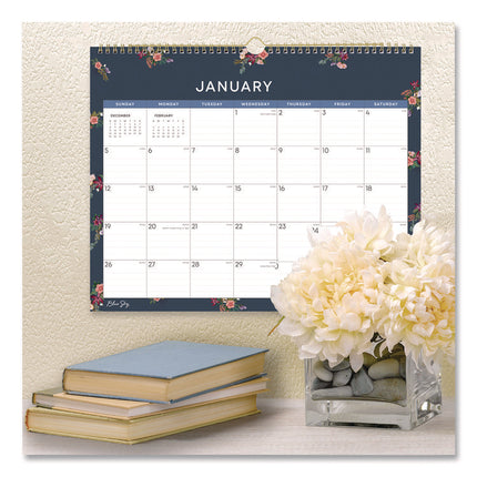 Ashlyn Monthly Wall Calendar, Floral Artwork, 15 x 12, White/Blue/Pink Sheets, 12-Month (Jan to Dec): 2025