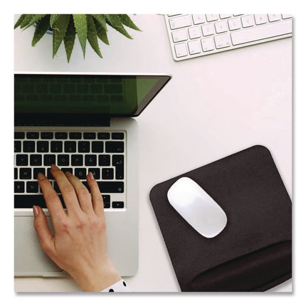 Foam Non-Skid Mouse Pad with Wrist Rest, 8.25 x 9, Black