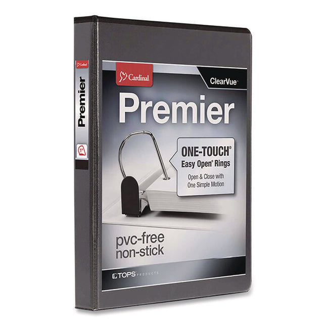 Premier Easy Open Clearvue Locking Slant-D Ring Binder, 3 Rings, 1" Capacity, 11 X 8.5, Black