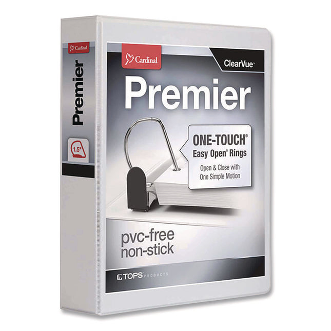 Premier Easy Open Clearvue Locking Slant-D Ring Binder, 3 Rings, 1.5" Capacity, 11 X 8.5, White