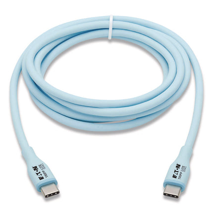 USB-C Antibacterial Cable, USB 2.0, USB Type-C (USB-C) to USB Type-C (M/M), 6 ft, Light Blue