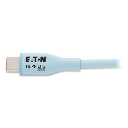 USB-C Antibacterial Cable, USB 2.0, USB Type-C (USB-C) to USB Type-C (M/M), 6 ft, Light Blue