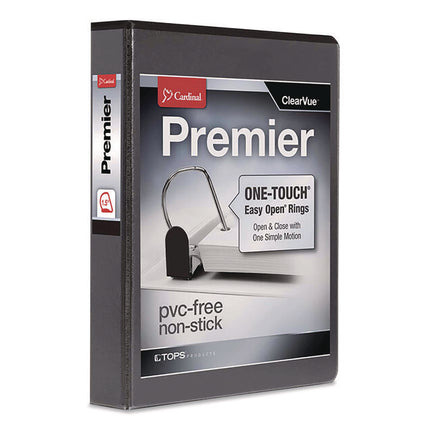 Premier Easy Open Clearvue Locking Slant-D Ring Binder, 3 Rings, 1.5" Capacity, 11 X 8.5, Black