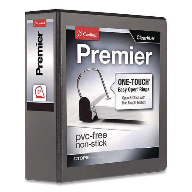 Premier Easy Open Clearvue Locking Slant-D Ring Binder, 3 Rings, 3" Capacity, 11 X 8.5, Black