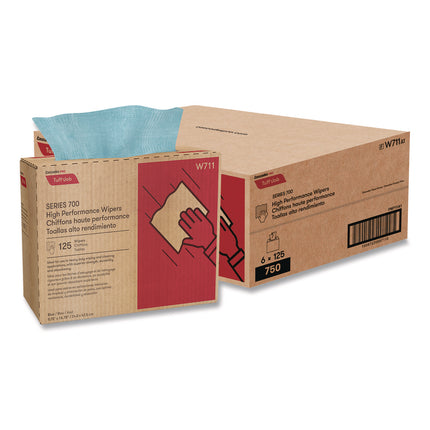 Tuff-Job S700 High Performance Wipers, Blue, 9.75 x 16.75, 125/Box, 6 Boxes/Carton