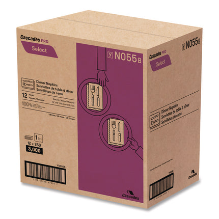 Select Dinner Napkins, 1-Ply, 16 X 15.5, Natural, 250/pack, 12 Packs/carton