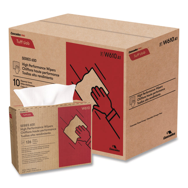 Tuff-Job S600 High Performance Wipers, 9 3/4 X 16 3/4, 126/box, 10 Box/carton