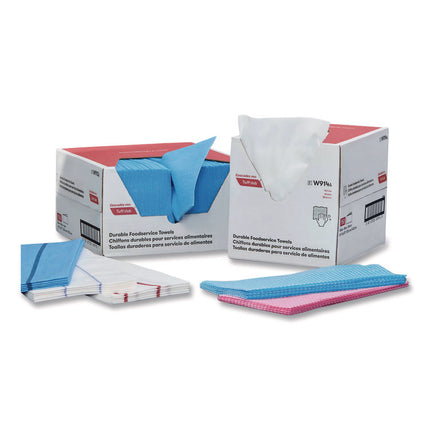 Tuff-Job Guard Antimicrobial Towels, White/red, 12 X 21, 1/4 Fold, 150/carton