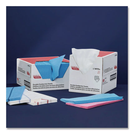 Tuff-Job Foodservice Towels, 12 x 24, Blue/White, 200/Carton