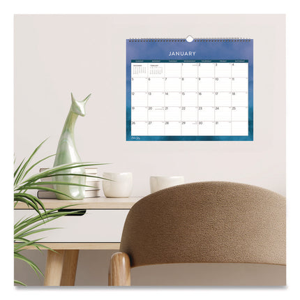 Savoy Cool Monthly Wall Calendar, Abstract Artwork, 15 x 12, White/Blue Sheets, 12-Month (Jan to Dec): 2025