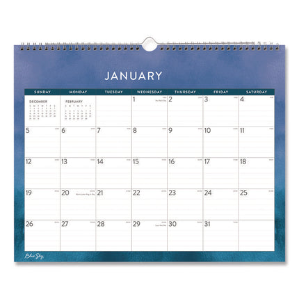 Savoy Cool Monthly Wall Calendar, Abstract Artwork, 15 x 12, White/Blue Sheets, 12-Month (Jan to Dec): 2025