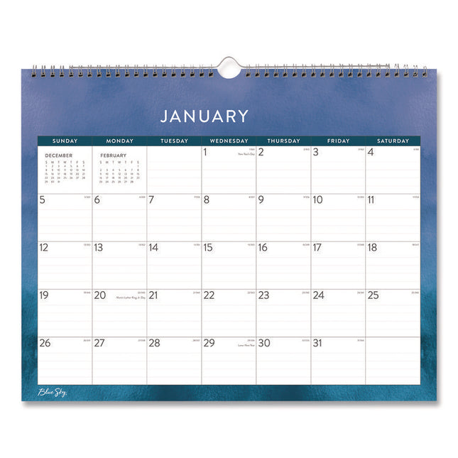Savoy Cool Monthly Wall Calendar, Abstract Artwork, 15 x 12, White/Blue Sheets, 12-Month (Jan to Dec): 2025