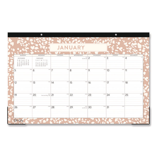 Natalya Desk Pad Calendar, Abstract Artwork, 17 x 11, White/Peach Sheets, Black Headband, 12-Month (Jan to Dec): 2025