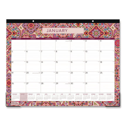 Amalia Desk Pad Calendar, Mandala Artwork, 22 x 17, White/Multicolor Sheets, Black Headband, 12-Month (Jan to Dec): 2025