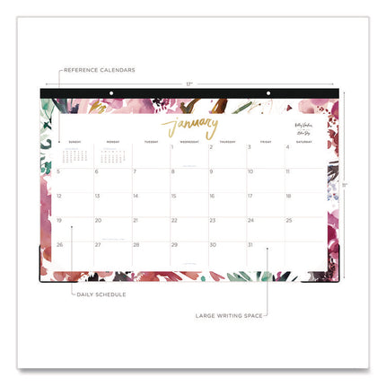 Kelly Ventura Magenta Bloom Desk Pad Calendar, Floral Artwork, 17 x 11, White/Multicolor Sheets, 12-Month (Jan to Dec): 2025