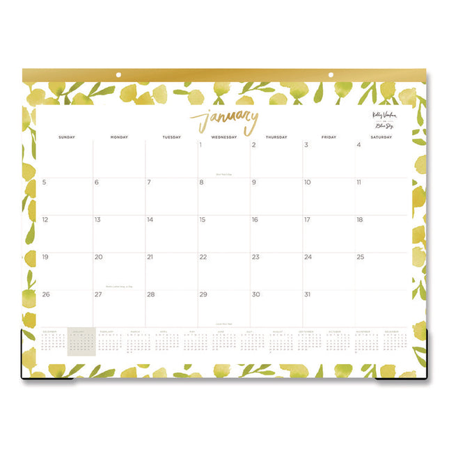 Kelly Ventura Mimosa Desk Pad Calendar, Lemons Artwork, 22 x 17, White/Yellow/Green Sheets, 12-Month (Jan to Dec): 2025