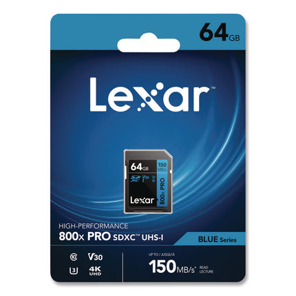 High-Performance PRO BLUE Series SDXC Memory Card, UHS-I V30 U1 Class 10, 64GB