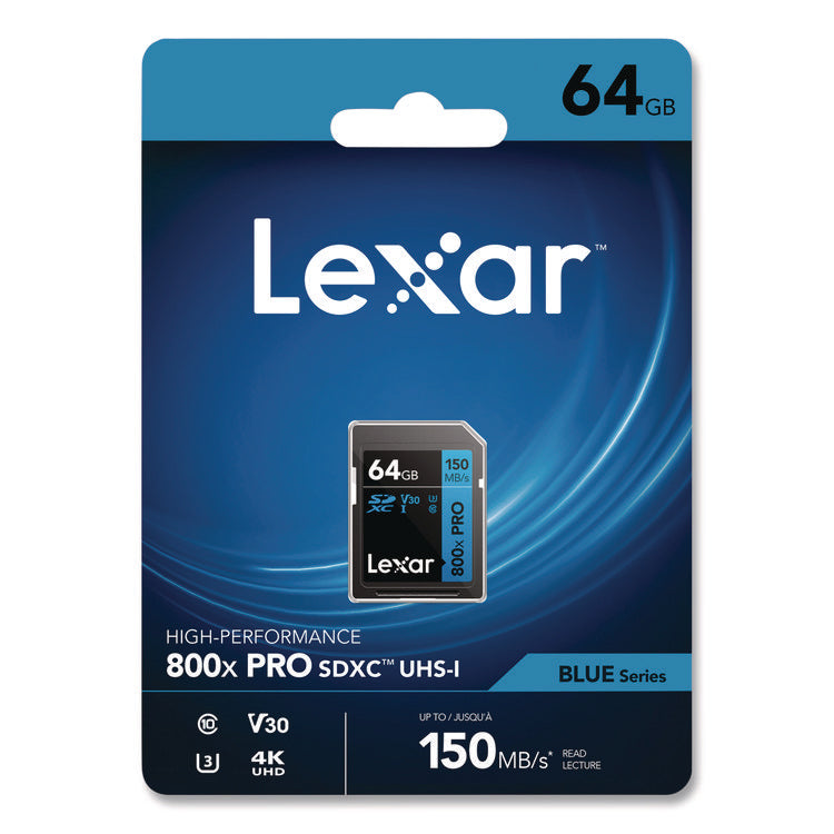 High-Performance PRO BLUE Series SDXC Memory Card, UHS-I V30 U1 Class 10, 64GB
