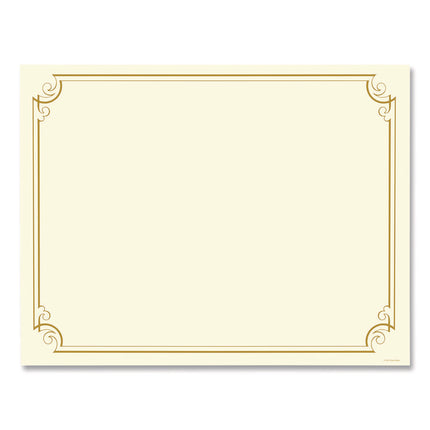 Golden Scroll Frame Foil Certificate, 11 x 8.5, Beige with Gold Scroll Border, 12/Pack