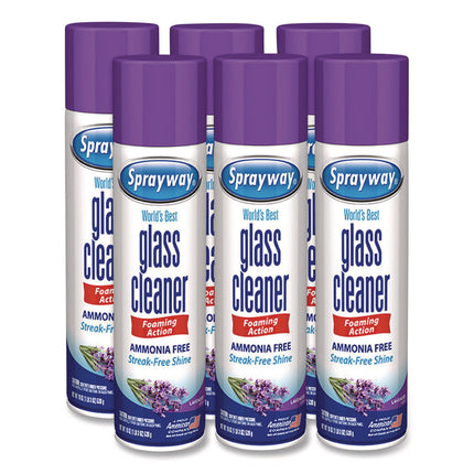 Glass Cleaner, Lavender, 19 oz Aerosol Spray, 6/Carton