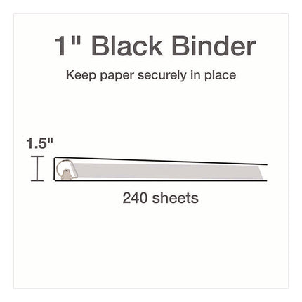 XtraLife ClearVue Non-Stick Slant-D Ring Binder, 3 Rings, 1" Capacity, 11 x 8.5, Black