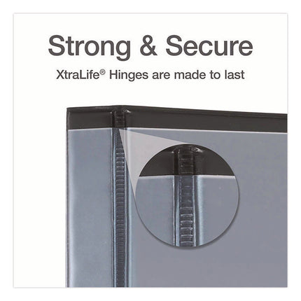 XtraLife ClearVue Non-Stick Slant-D Ring Binder, 3 Rings, 1" Capacity, 11 x 8.5, Black