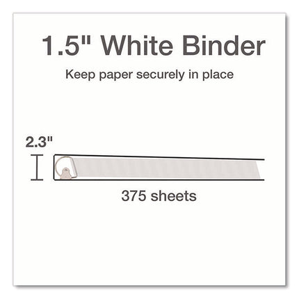 XtraLife ClearVue Non-Stick Slant-D Ring Binder, 3 Rings, 1.5" Capacity, 11 x 8.5, White